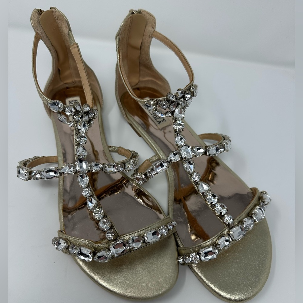 Badgley Mischka Women’s Warren Crystal Sandals in Gold - 9.5